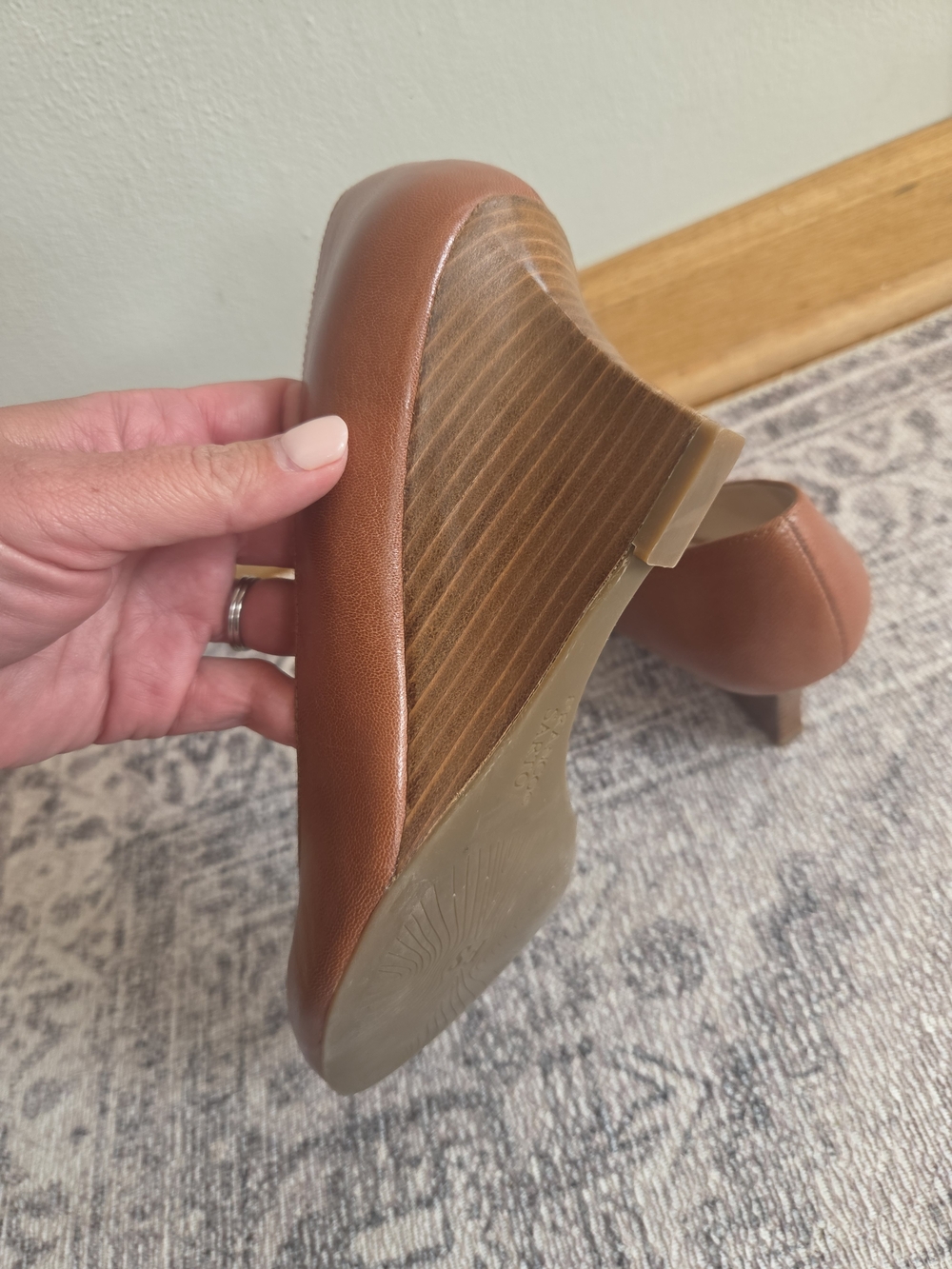 Franco Sarto Cognac Pointed-Toe Leather Pumps - Picture 4 of 7